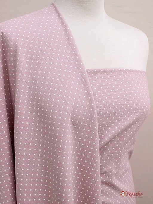 Теплый хлопок Белый горох (2мм) на розовой дымке, ш.1.49м, хлопок-100%, 140гр/м.кв - Купава фото 6