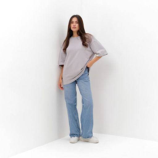 Футболка с нашивкой женская MIST Base, светло-серая, размер 50