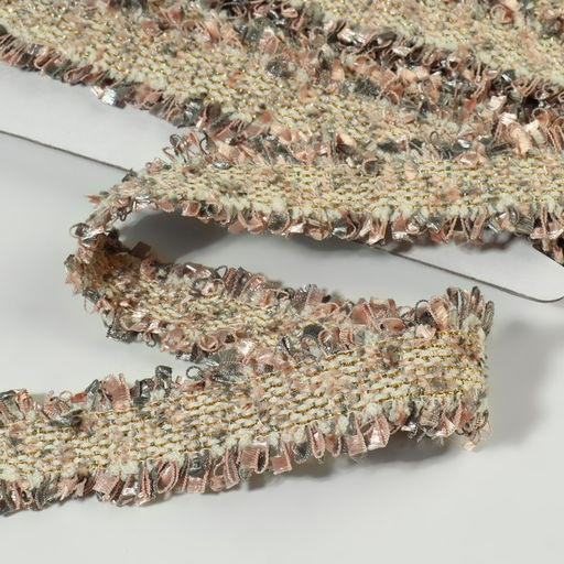 Тесьма декоративная «Твидовая», двусторонняя, 30 мм, 5±0.5 м, песочно-розовая