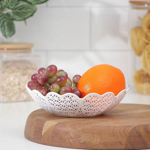 Цена за 2 шт. Ваза для хлеба и фруктов Кубань. Сердце, 18?4.5 см, белый, рисунок МИКС