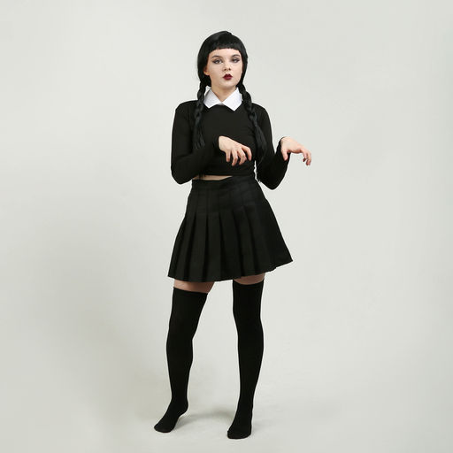 Карнавальный костюм «Мрачная девчонка», р. XXS: парик, юбка, чулки, воротник