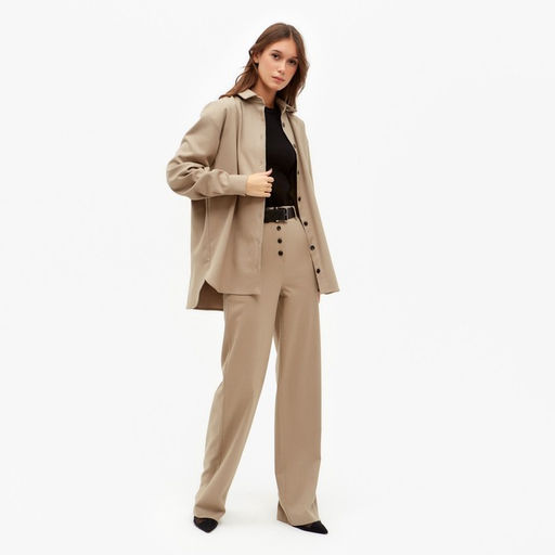 Костюм женский (рубашка, брюки) MINAKU: Casual collection цвет бежевый, размер 44