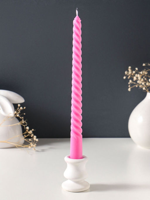 Цена за 2 шт. Свеча витая 25 см (набор 2 шт) 57 гр, 5 ч, цв. розовый