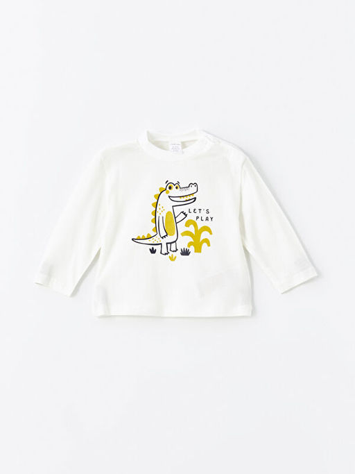 Bisiklet Yaka Uzun Kollu Bask?l? Erkek Bebek Ti??rt 2li - Waikiki фото 2