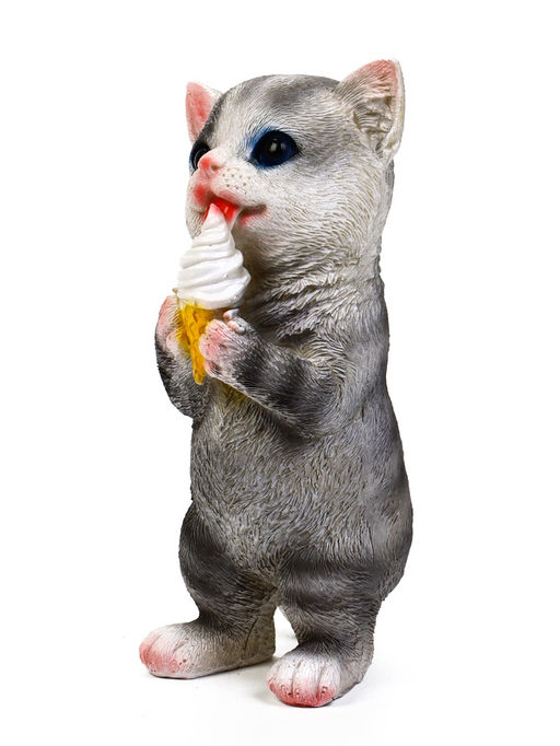 Садовая фигура из полистоуна «Котёнок с мороженым», 19×11×7 см