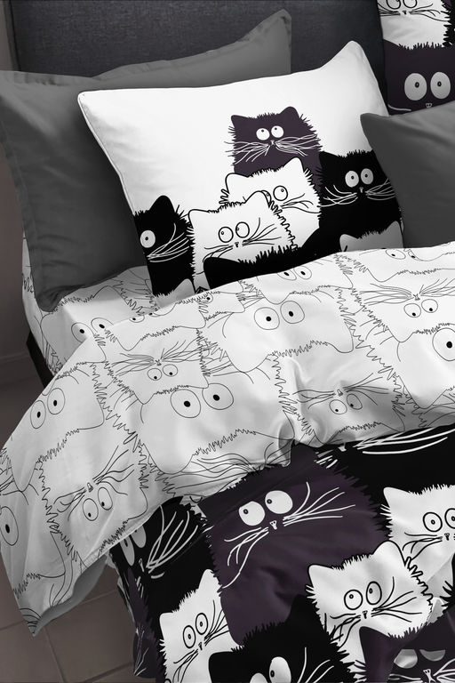 КПБ PAVLine Коты Компания вид 1 бязь 1,5 спл