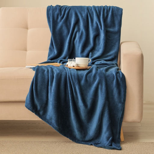 Плед «Этель», 150×200 см, корал-флис, тёмно-синий