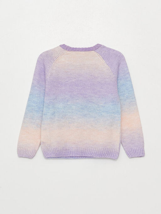 Bisiklet Yaka Desenli Uzun Kollu K?z ?ocuk Triko Kazak - Waikiki фото 2