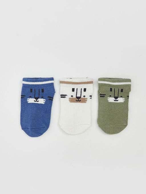 Bask?l? Erkek Bebek Patik ?orap 7li