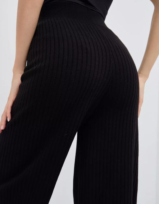 K13565 Брюки палаццо (вязаный трикотаж) ЧЕРНЫЙ