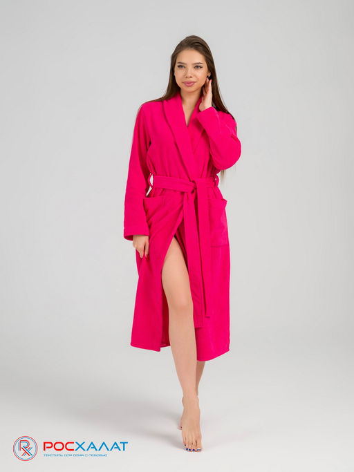 Женский махровый халат с шалькой малиновый МЗ-02 (26) - Росхалат фото 4