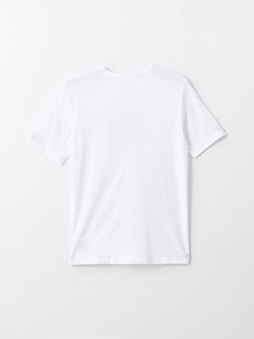 Bisiklet Yaka K?sa Kollu Bask?l? Penye Erkek Ti??rt - Waikiki фото 2