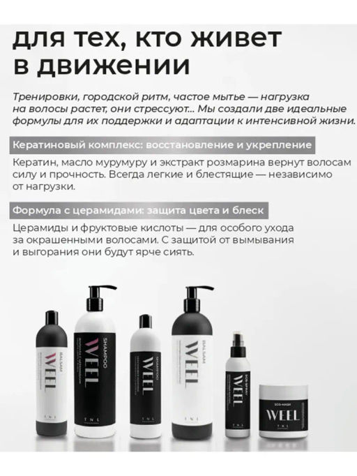 TNL Кератиновый комплекс WEEL Бальзам восстановление и гладкость, 400 мл