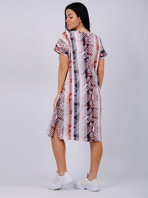 Туника Урсула орнамент, трикотаж - Малина фото 4