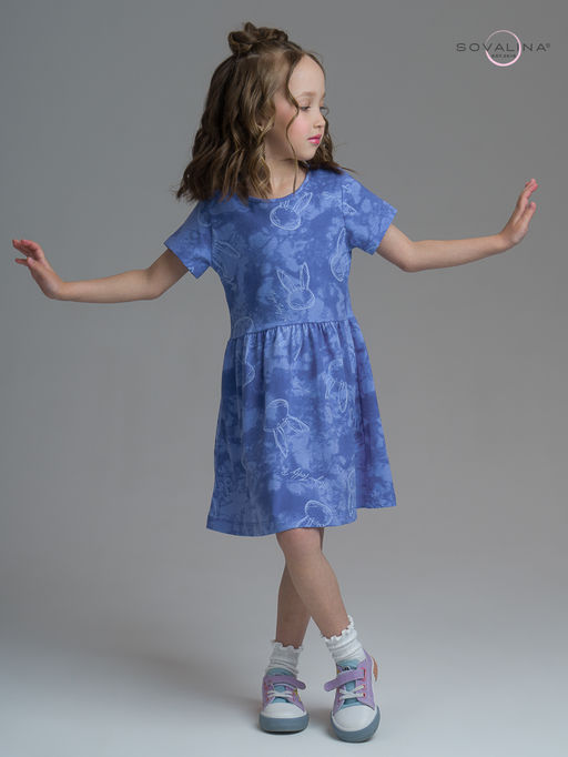Платье Лето зайцы варенка синий - Sovalina фото 10