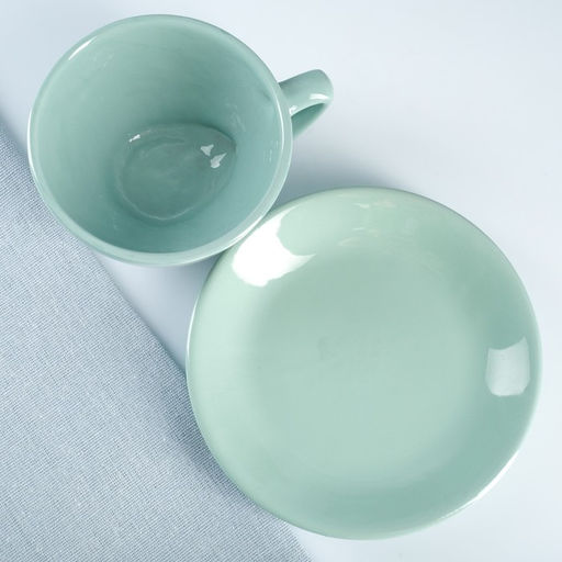 Чайная пара Борисовская керамика «Элегант», 2 предмета: чашка 250 мл, блюдце d=15 см, бирюзовая