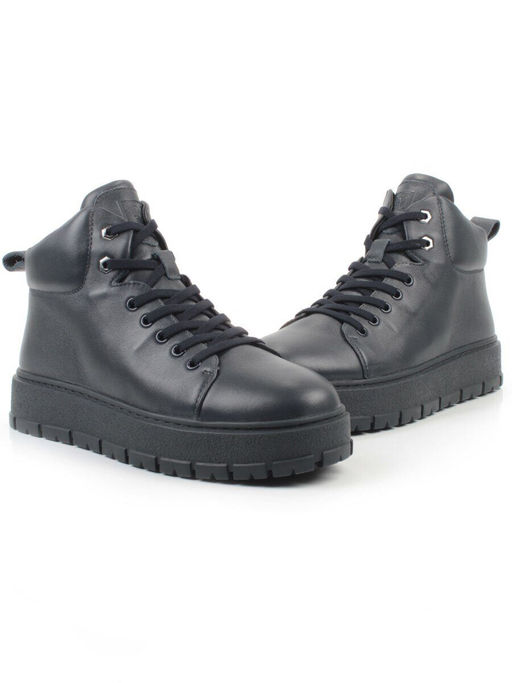 05-AW1010-2M DK. BLUE Ботинки зимние мужские (натуральная кожа, натуральный мех)