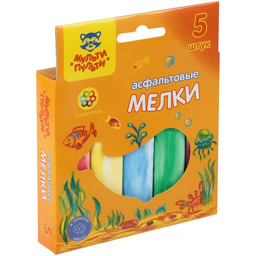 Набор мелков цветных Мульти-Пульти 5цв., 5шт., для рисования на асфальте, градиентные (ЦМ_50484) квадратные