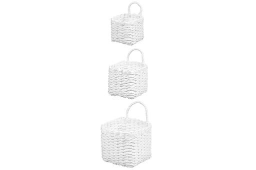 Набор 3 плетеных корзин, 1 корзинка 13*13*20см, 1 корзинка 16*16*23см, 1 корзинка 19*19*26см, белый