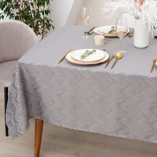 Скатерть Этель Lines цв.серый, 142*283 +/-3 см, 115 10 гр,100% п/э  фото 4