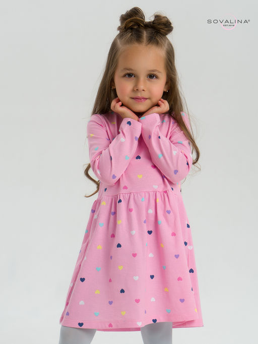 Платье Эля цветные сердечки на розовом - Sovalina фото 10