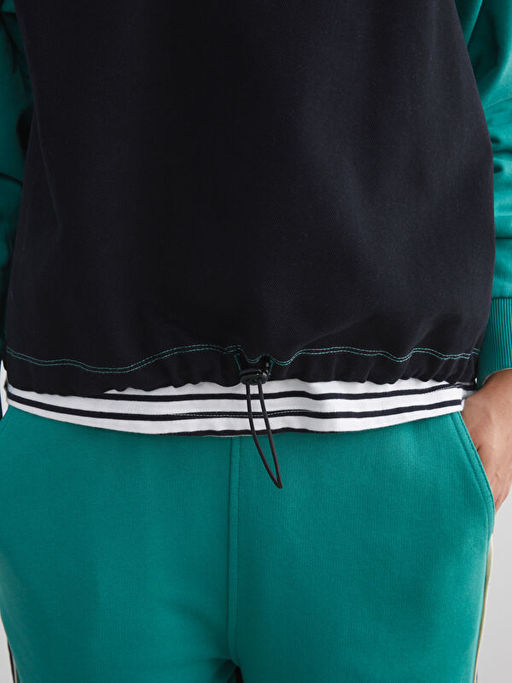 Renk Bloklu Oversize Kad?n Sweatshirt
