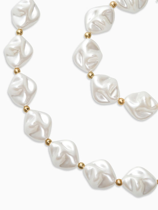 Набор 2 предмета: бусы, браслет «Жемчуг барочный. Ромб», 40/18 см, белый в золоте