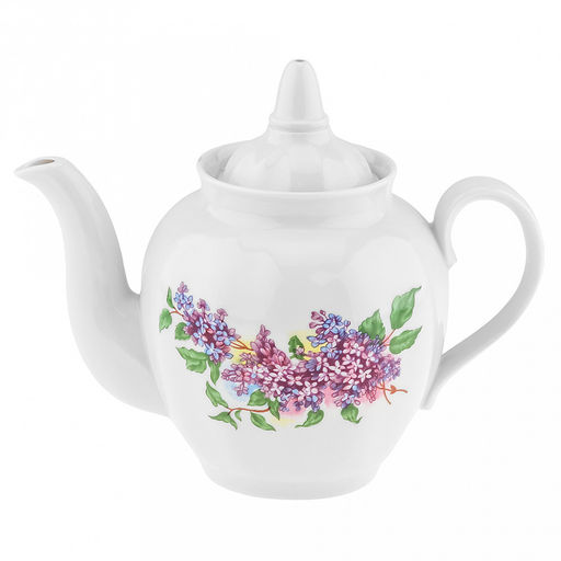 Чайник заварочный фарфоровый Сирень 900мл, д13см, h14см, форма Гранатовый (Россия)