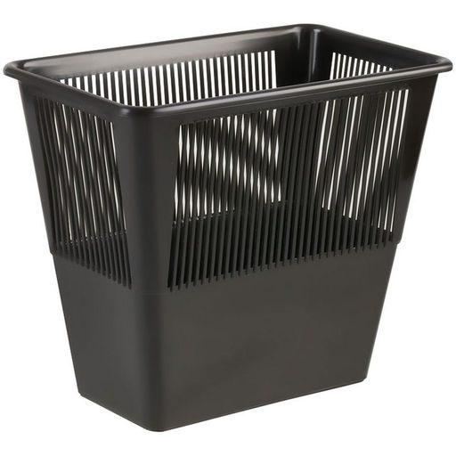 Корзина для бумаг и мусора Стамм, 12 л, пластик, сетчатая, прямоугольная, черная