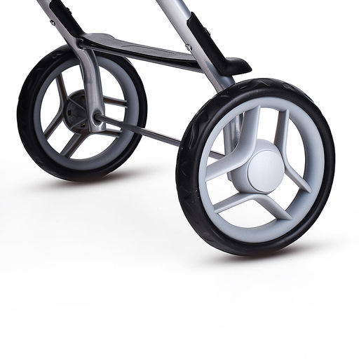 Коляска для кукол металлическая, складная, прогулочная с козырьком, с корзиной, цвет розовый, в пакете