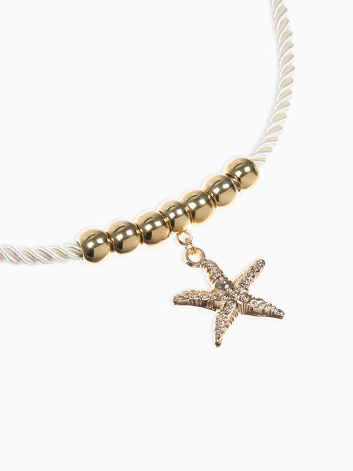 Кулон на жгуте текстильном "Морская звезда", цвет бело-золотой