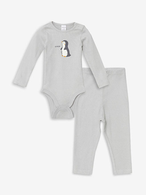 Bisiklet Yaka Erkek Bebek ??t??tl? Body ve Tayt 2li