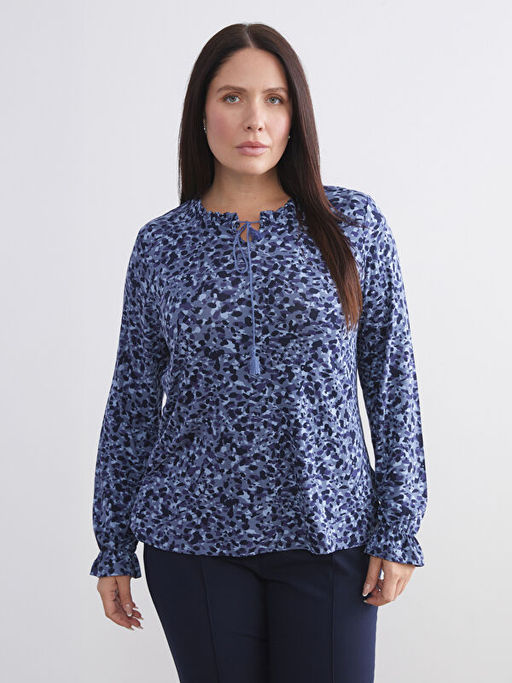 Ba?lamal? Yaka Desenli Bluz