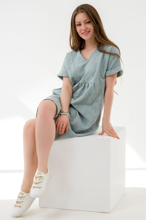 Летнее платье с вышивкой мята - Odis фото 7