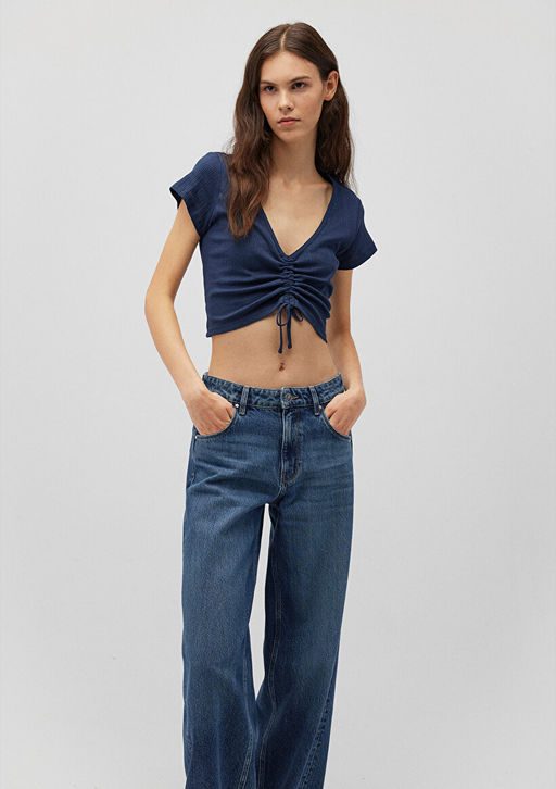 Buzgulu Lacivert Crop Top
