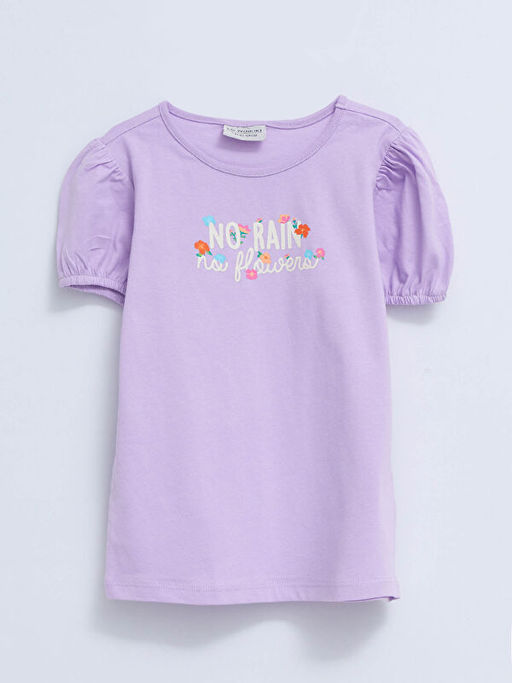 Bisiklet Yaka Bask?l? K?sa Kollu K?z ?ocuk Bluz ve Etek - Waikiki фото 2