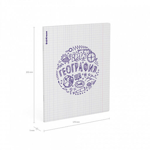 Цена за 5 шт. Тетрадь общая ученическая с пластиковой обложкой на скобе ErichKrause Chaos, География, 48 листов, клетка  фото 4