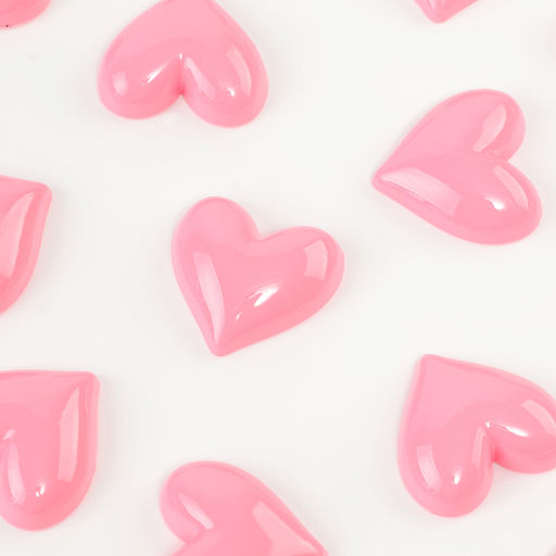 Кабошон «Сердечко», набор 20 шт., размер 1 шт. — 3.3×3.3×0.3 см, цвет розовый