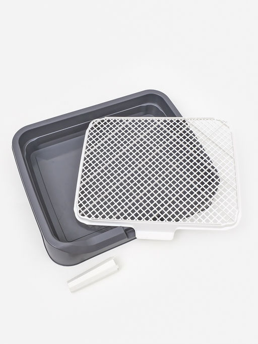 Туалет для собак 48 х 39 х 8,5 см с бортами, съёмной решеткой и столбиком, серый