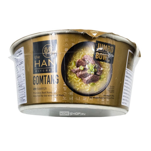 Лапша б/п со вкусом говядины в белом бульоне Гомтан (чашка) Gomtang The Han Kitchen, Корея, 107 г Акция
