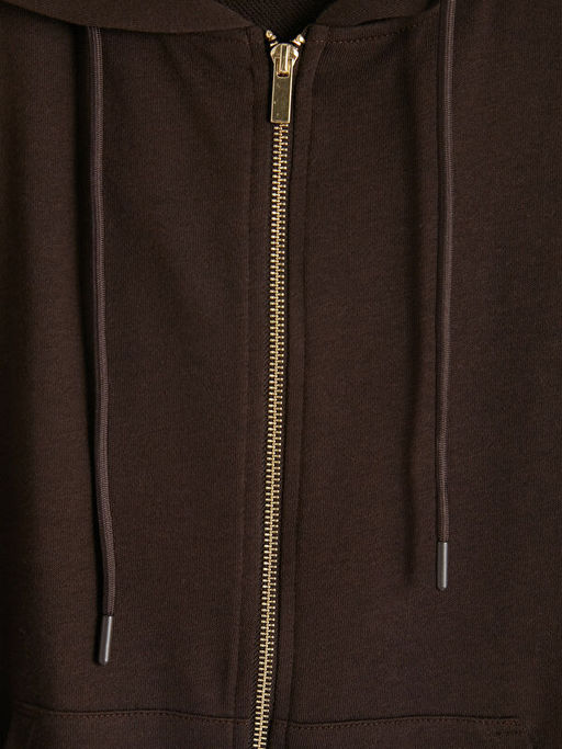 Kap??onlu Oversize Kad?n Fermuarl? Sweatshirt