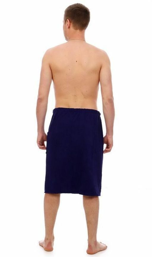 Килт мужской для бани и сауны ТЕМНО-СИНИЙ махровый хлопок 100% - Лен поволжья фото 4