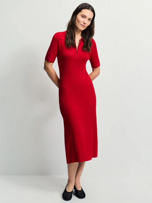 Вязаное платье поло из вискозы / Zarina  фото 2