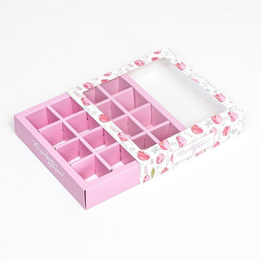 Коробка под 16 конфет ,  8 марта 17,7 х 17,7 х 3,8 см - UPAK LAND фото 4