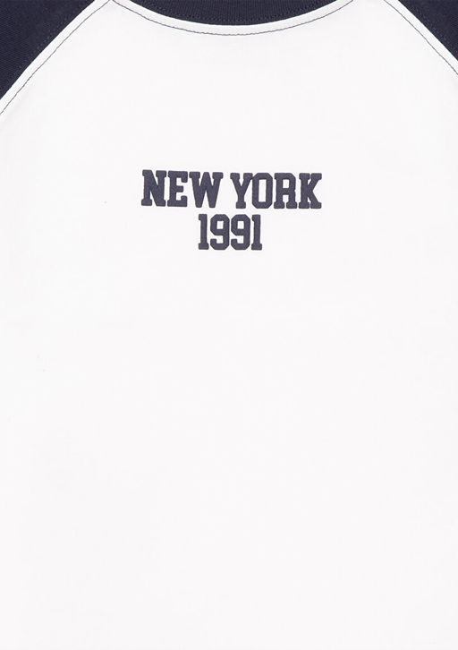 New York Bask?l? Ekru Tisort - Mavi фото 3