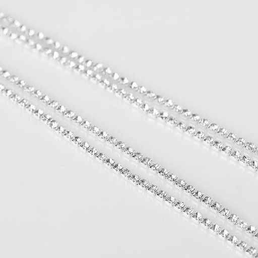 Клипсы для ушей висячие со стразами QF Лёд, классика 2 ряда, цвет белый в серебре