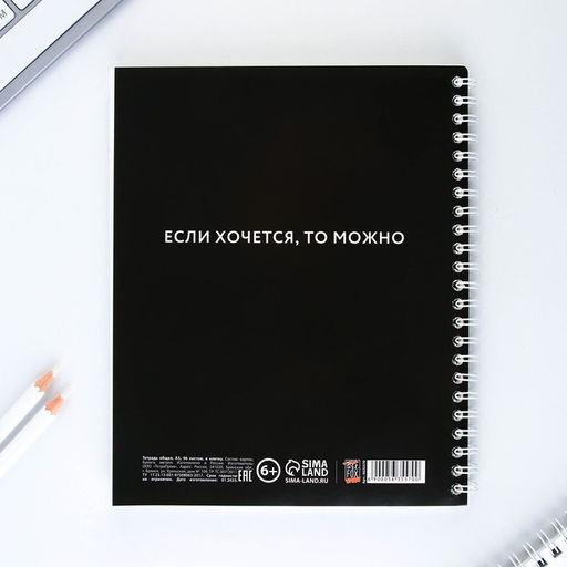 Цена за 2 шт. Тетрадь в клетку, 96 л., А5, на спирали, блок №1 «А мог бы спать сейчас»