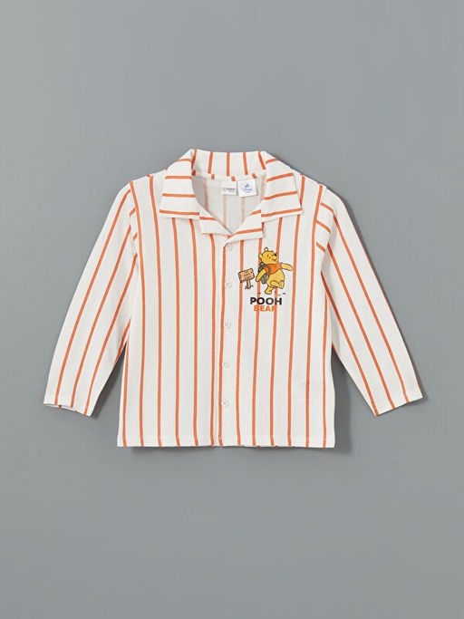 Polo Yaka Winnie the Pooh Bask?l? Erkek ?ocuk Pijama Tak?m?