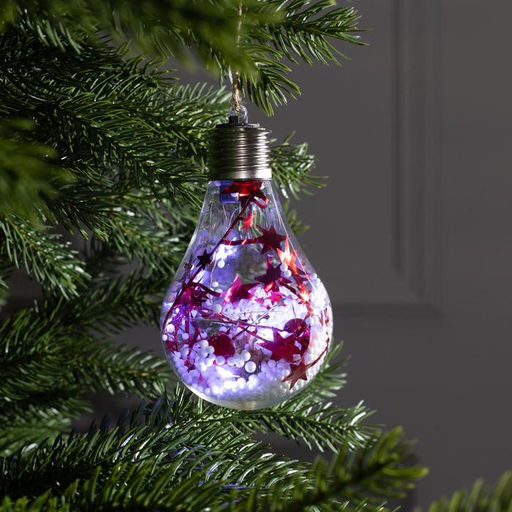 Ёлочный шар Шишки с красной мишурой, 5 LED, от батареек, свечение белое - Luazon lighting фото 5