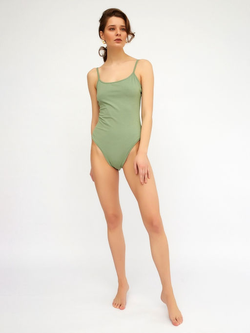 Цена за 2 шт. Боди женское MINAKU: Basic line цвет оливковый, размер 48